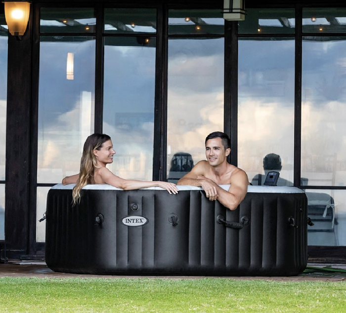 Spa Gonflable – INTEX – Carbone 4 places + Couverture Thermique – DESTOCKAGE – Image 9