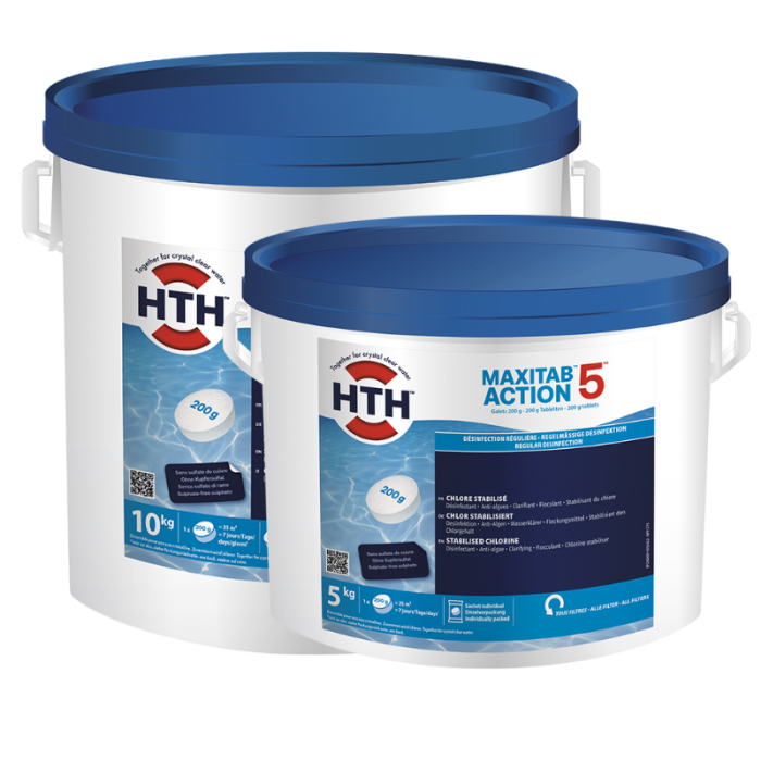 Chlore multifonction hth® MAXITAB Action 5 galets 200g – Image 1