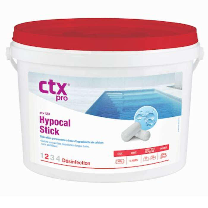 Chlore non stabilisé (hypochlorite de calcium) Hypocal CTX 123 - Sticks 300 g / 4,8 kg – Image 1