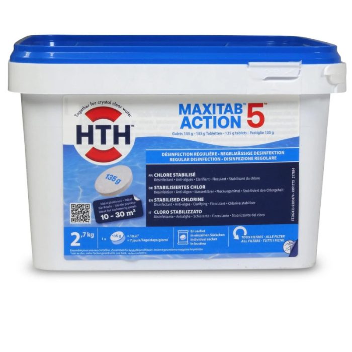 Chlore stabilisé hth® MAXITAB Action 5 - Galets 135g - 2,7 kg – Image 4