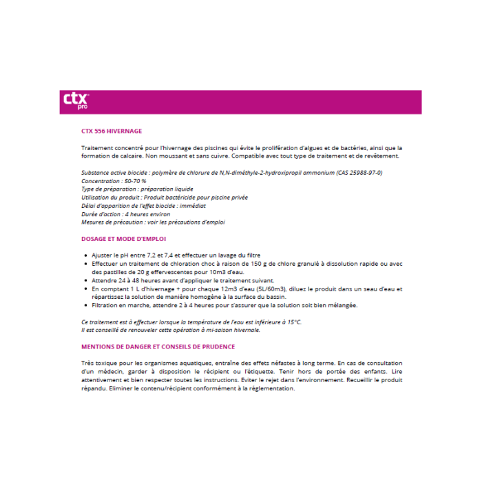 Produit hivernage piscine 3 actions sans cuivre AstralPool CTX 556 - 5L – Image 2