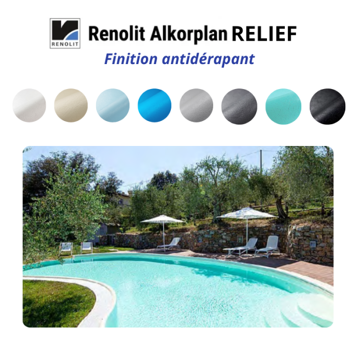 Liner PVC armé 180/100e uni antidérapant Alkorplan Relief – Image 1