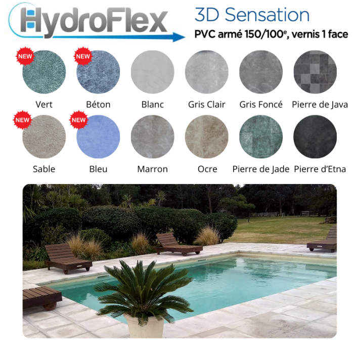 Liner PVC armé Hydroflex 3D Sensation supérieur verni Relief 150/100e – Image 1