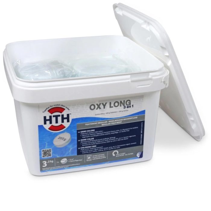 Oxygène actif multifonction HTH OXYGEN 3 en 1 Galets 200 g. - 3,2 kg – Image 3