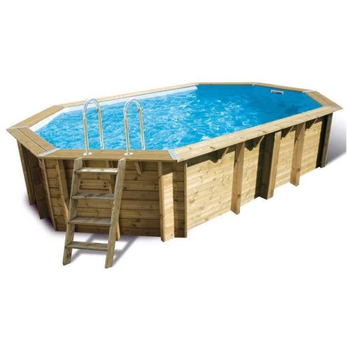 Piscine bois octogonale allongée Ubbink Océa 355 x 550 x 120 cm – Image 1