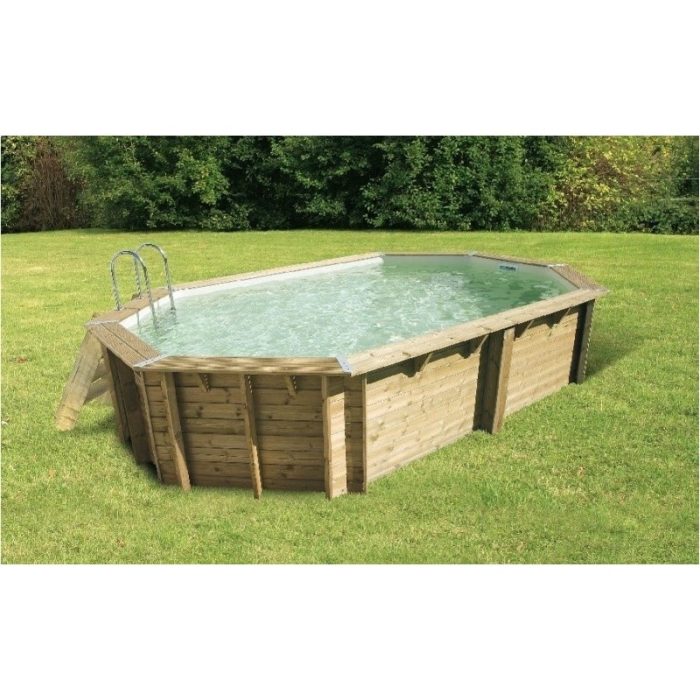 Piscine bois octogonale allongée Ubbink Océa 610 x 400 x 130 cm – Image 3