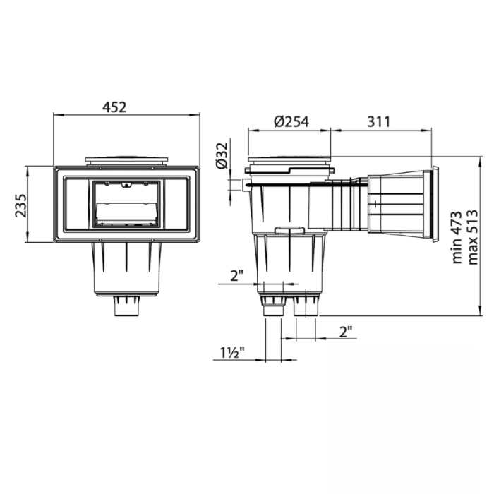 Skimmer Prestige 17,5 L Astral, grande meurtrière - piscine béton/liner – Image 4