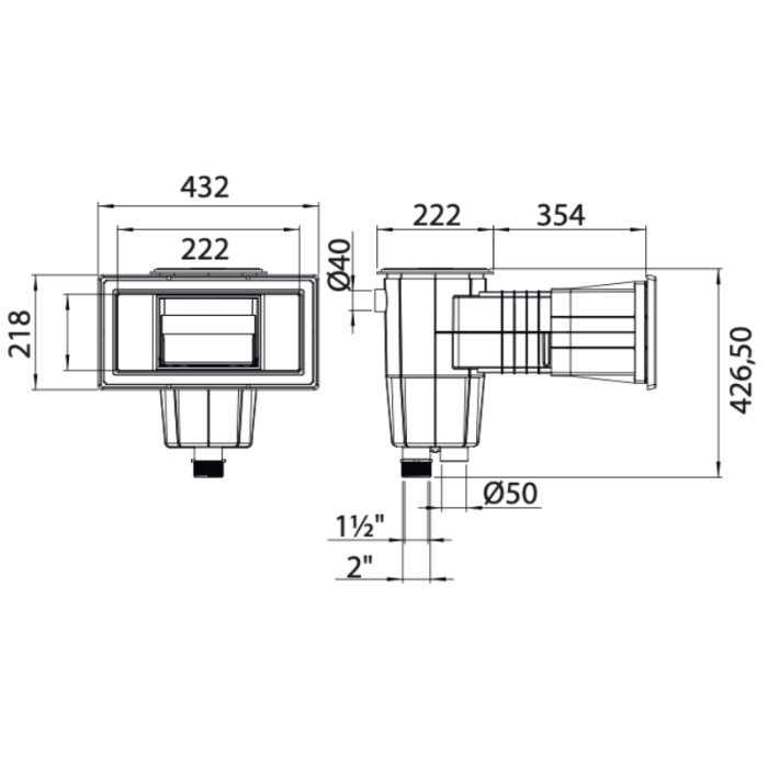 Skimmer standard 15 L Astral piscine liner/béton/coque/panneaux – Image 2