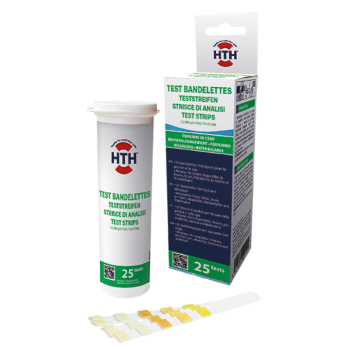 Bandelettes d'analyse hth® TEST Cl/pH/Br/TH/TAC/St – Image 1