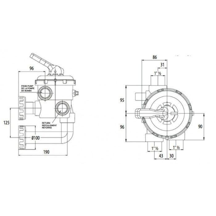 Vanne de filtre piscine side 1" 1/2, montage New Génération ASTRAL – Image 2
